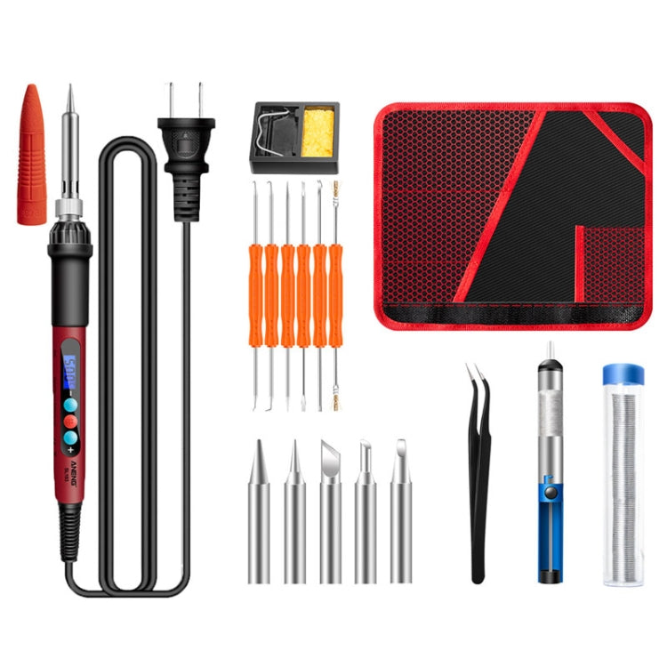 ANENG SL103 18pcs/set Intelligent Digital Display Temperature Adjustment Household Constant Temperature Soldering Iron Set 60W Internal Heat Welding Tool Kit(US Plug)