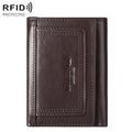 HUMERPAUL BP992 RFID Anti-Magnetic Multi-Card Position Zipper Coin Purse Leather Men Wallet(Dark Brown)