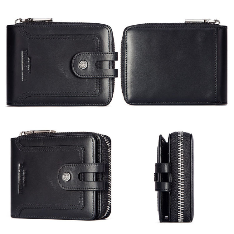HUMERPAUL BP948-s RFID Anti-Theft Brush Men Leather Wallet Short Coin Purse(Black)