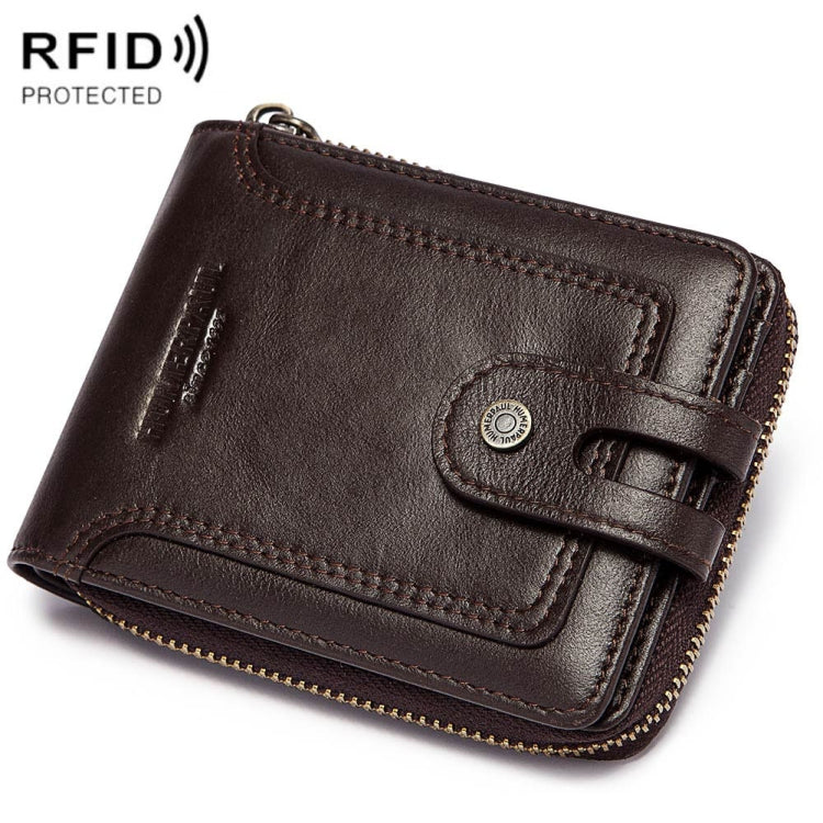 HUMERPAUL BP948-s RFID Anti-Theft Brush Men Leather Wallet Short Coin Purse(Brown)