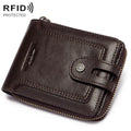 HUMERPAUL BP948-s RFID Anti-Theft Brush Men Leather Wallet Short Coin Purse(Brown)