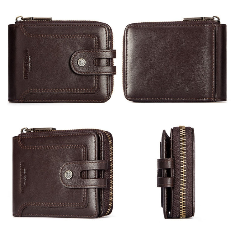 HUMERPAUL BP948-s RFID Anti-Theft Brush Men Leather Wallet Short Coin Purse(Brown)