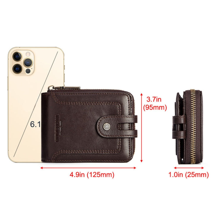 HUMERPAUL BP948-s RFID Anti-Theft Brush Men Leather Wallet Short Coin Purse(Brown)