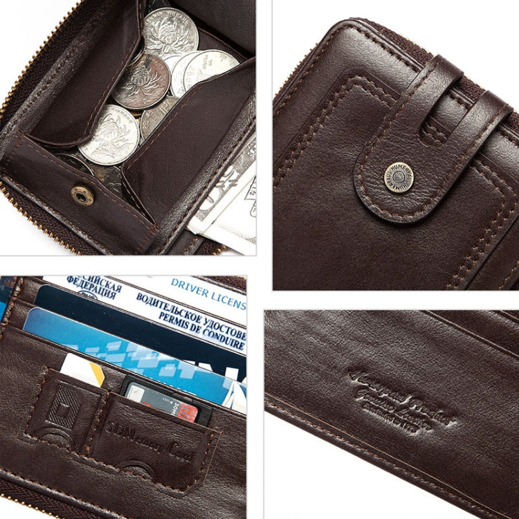 HUMERPAUL BP948-s RFID Anti-Theft Brush Men Leather Wallet Short Coin Purse(Black)