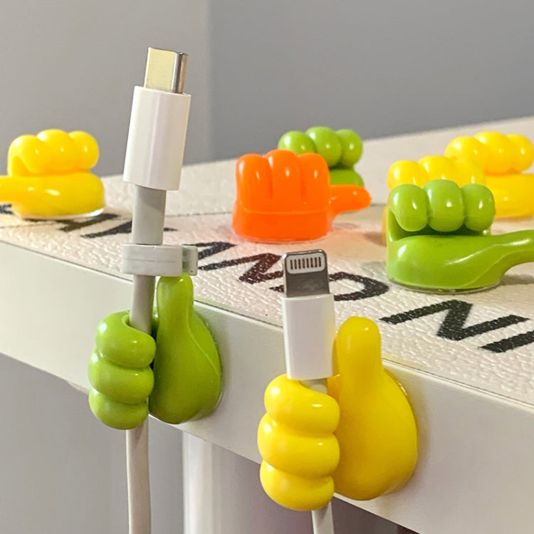 10 PCS Non-punching And Non-marking Adhesive Thumb Hook Cable Organizer(Yellow)