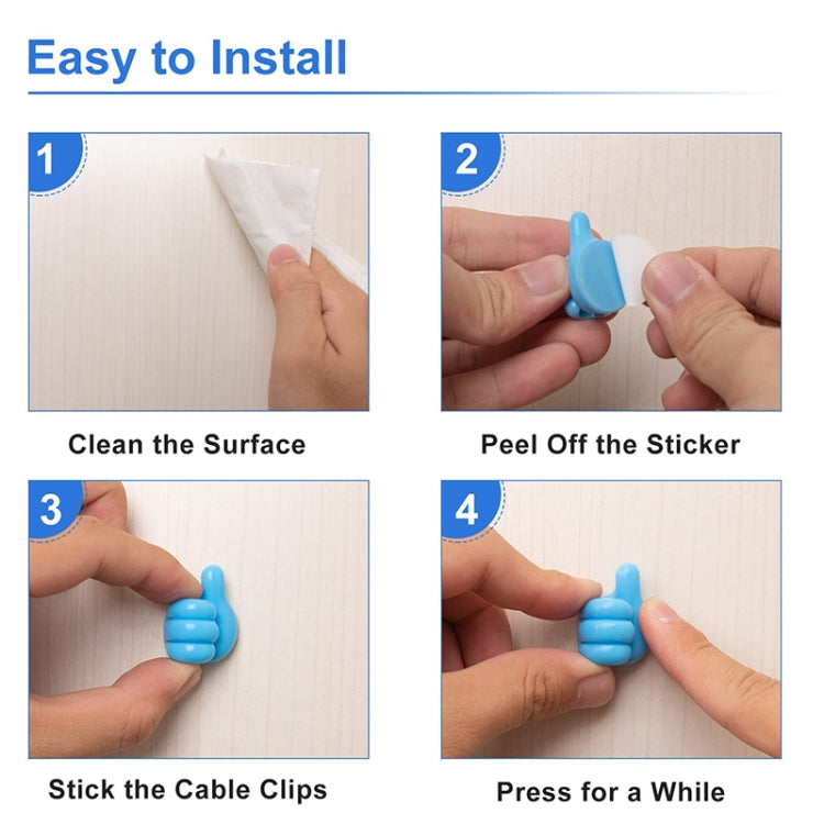 10 PCS Non-punching And Non-marking Adhesive Thumb Hook Cable Organizer(Yellow)