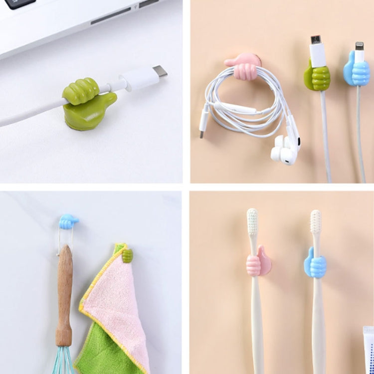 10 PCS Non-punching And Non-marking Adhesive Thumb Hook Cable Organizer(Green)