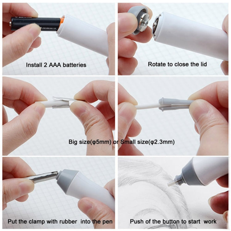 Tenwin 8302 Adjustable Electric Eraser With Rubber Refills For Sketch Drawing Erasing(White)