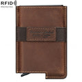 HUMERPAUL BP977 RFID Anti-Theft Card Box Leather Automatic Credit Card Set(Dark Brown)