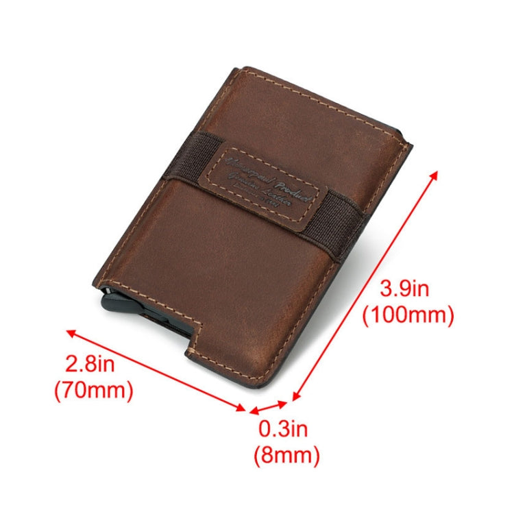 HUMERPAUL BP977 RFID Anti-Theft Card Box Leather Automatic Credit Card Set(Dark Brown)