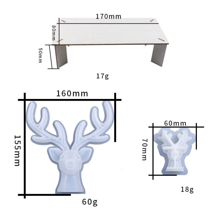 D617 DIY Drop Mold Deer Antler Ornament Silicon Mold(Large+Small+Wooden Bracket)