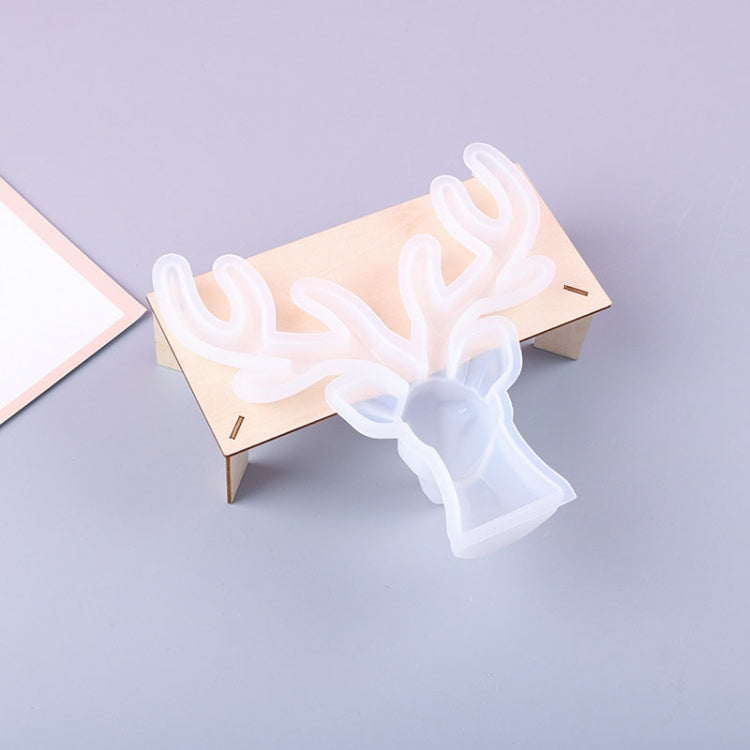 D617 DIY Drop Mold Deer Antler Ornament Silicon Mold(Large+Small+Wooden Bracket)