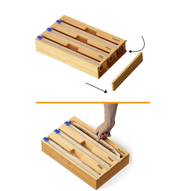 Aluminum Foil Wrap Dispenser Wood Storage Box for Kitchen Drawer,Style: Two Slots