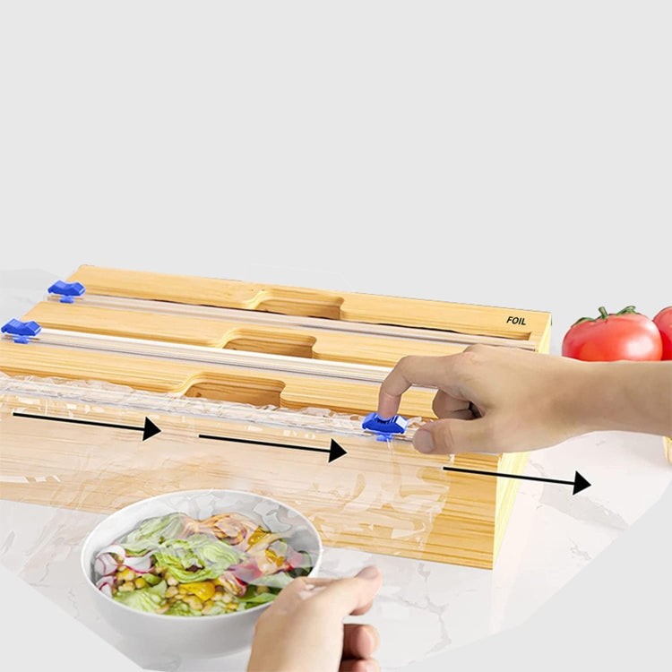 Aluminum Foil Wrap Dispenser Wood Storage Box for Kitchen Drawer,Style: Two Slots