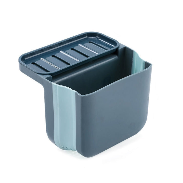 Kitchen Sink Telescopic Drain Basket Sucker Hanging Trash Can(Blue)
