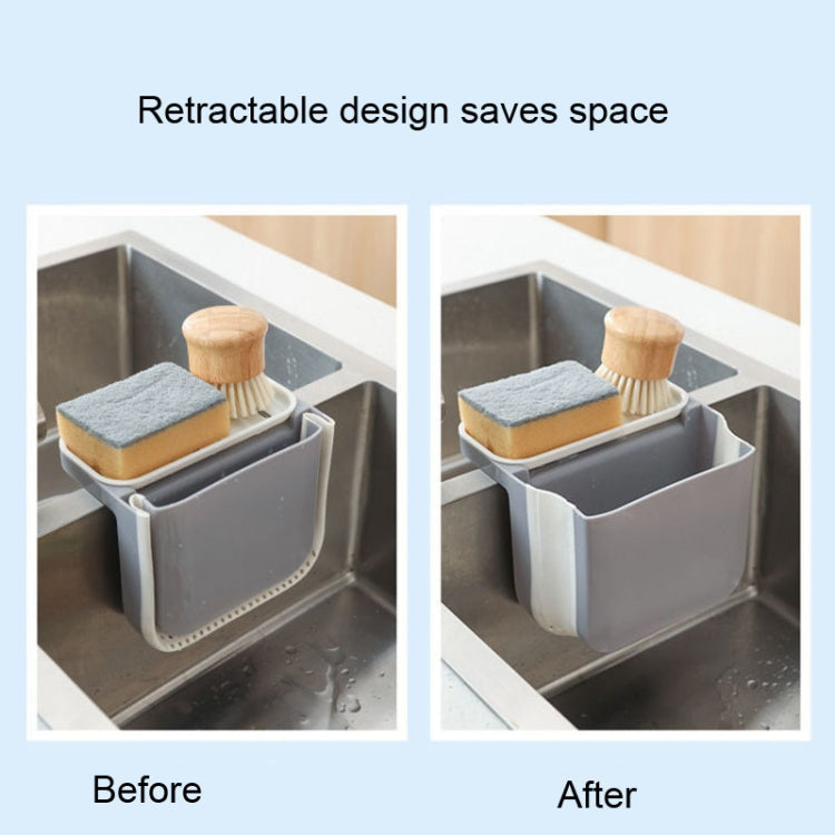 Kitchen Sink Telescopic Drain Basket Sucker Hanging Trash Can(Gray)
