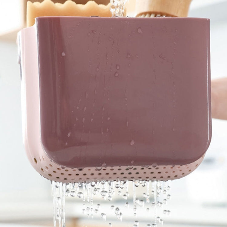 Kitchen Sink Telescopic Drain Basket Sucker Hanging Trash Can(Pink)