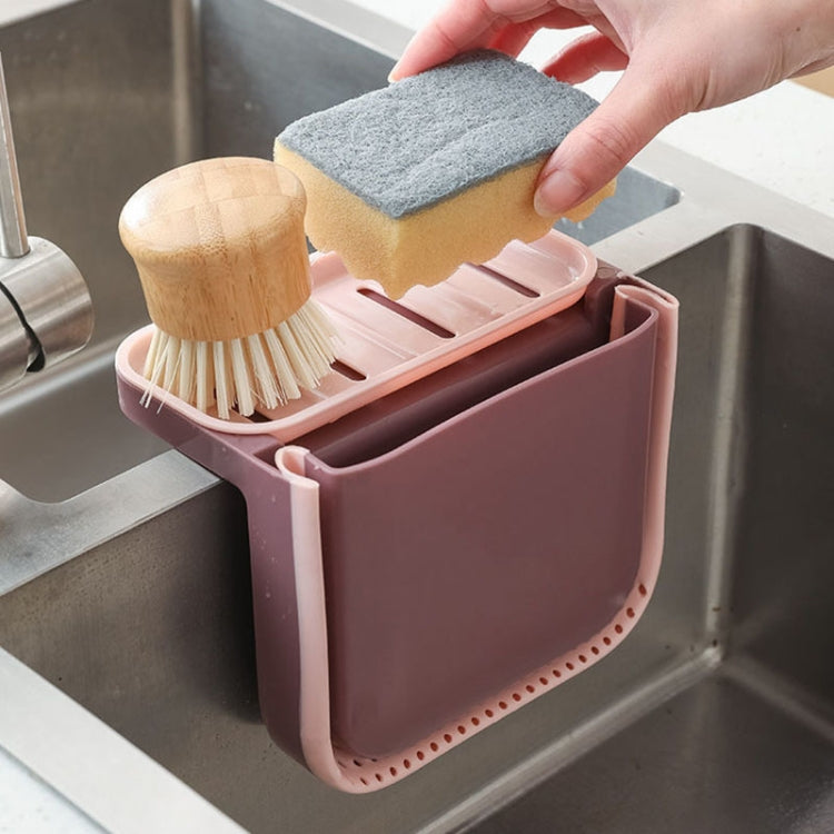 Kitchen Sink Telescopic Drain Basket Sucker Hanging Trash Can(Blue)