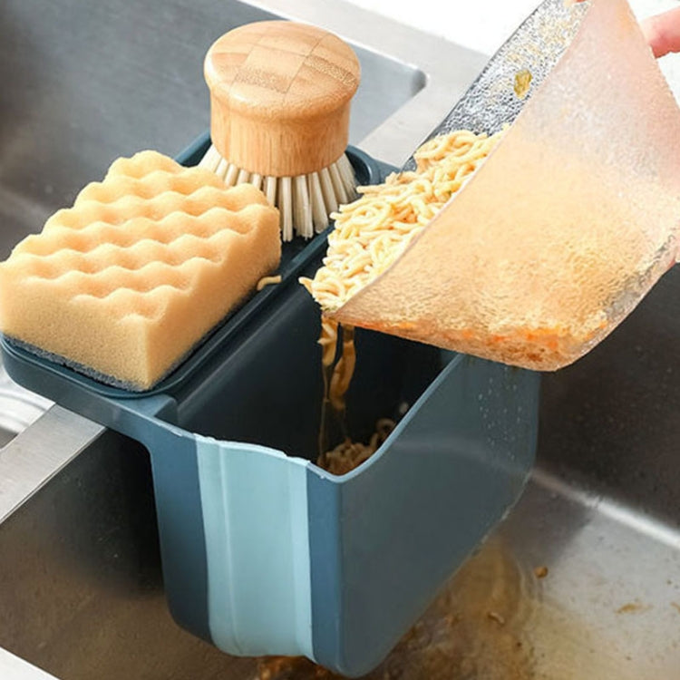 Kitchen Sink Telescopic Drain Basket Sucker Hanging Trash Can(Gray)