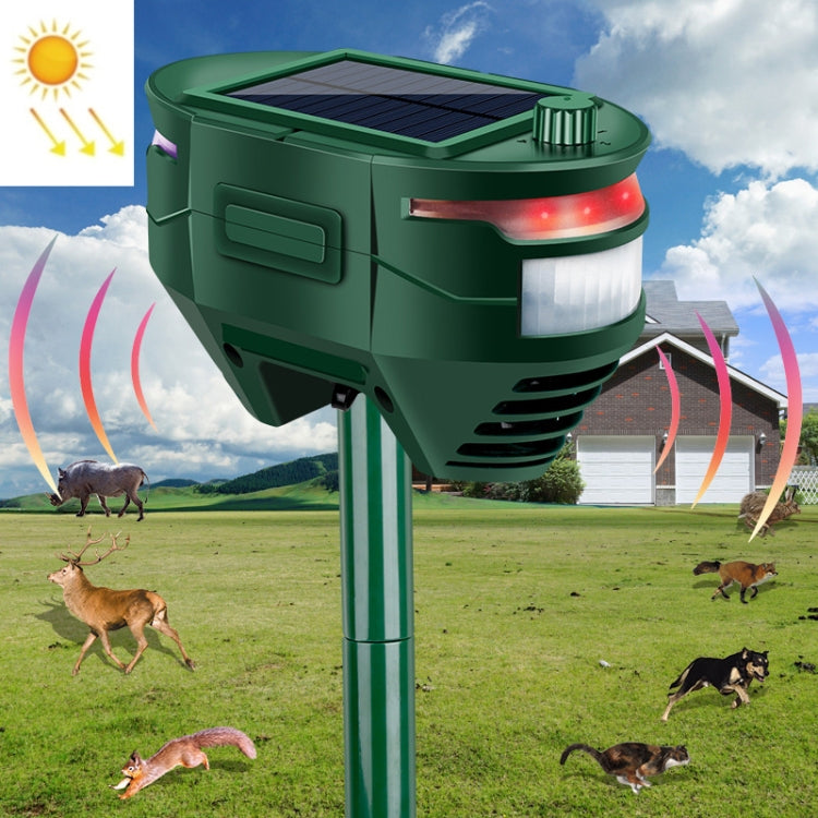 RC-544 Outdoor Solar Ultrasonic Infrared Sensor Animal Repeller(Dark Green)