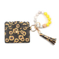 PU Tassel Silicone Bead Bracelet Wallet With Keychain, Color: Sunflower