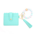 PU Tassel Silicone Bead Bracelet Wallet With Keychain, Color: 5 Mint Green
