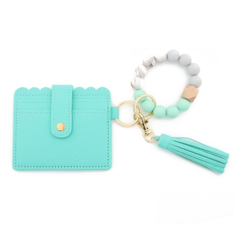 PU Tassel Silicone Bead Bracelet Wallet With Keychain, Color: 9 Mint Green