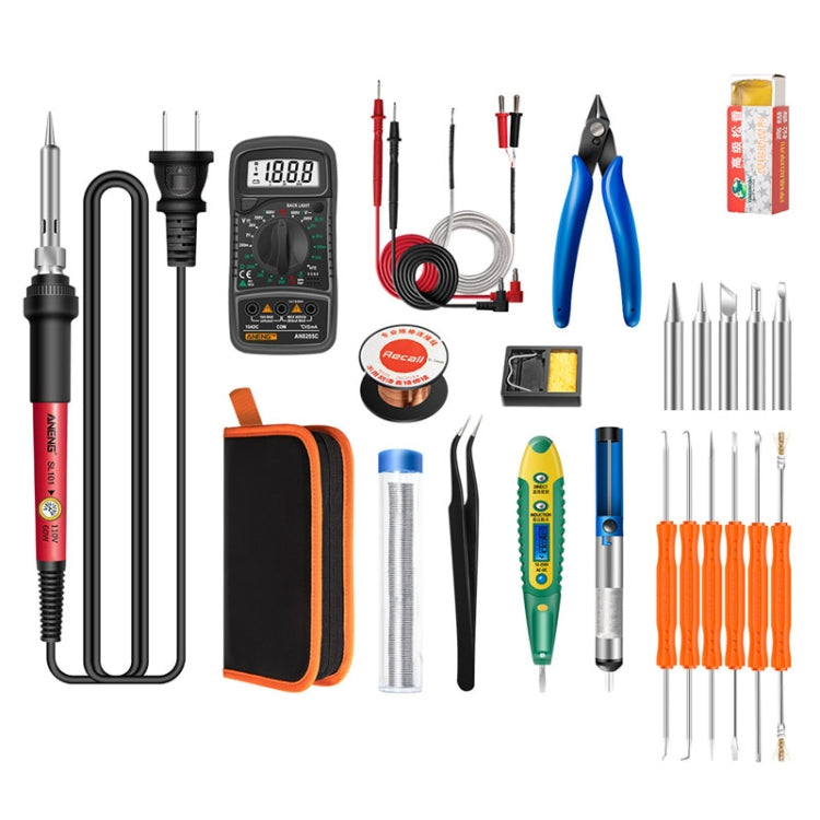 ANENG SL101 24pcs/set Rotary Thermostat Household Constant Temperature Soldering Iron Set 60W Internal Heat Welding Tool Kit(US Plug)