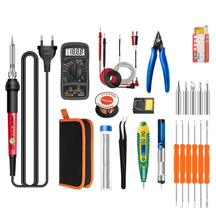 ANENG SL101 24pcs/set Rotary Thermostat Household Constant Temperature Soldering Iron Set 60W Internal Heat Welding Tool Kit(EU Plug)