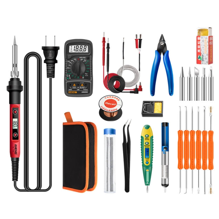 ANENG SL102 24pcs/set Digital Thermostat Household Constant Temperature Soldering Iron Set 60W Internal Heat Welding Tool Kit(US Plug)