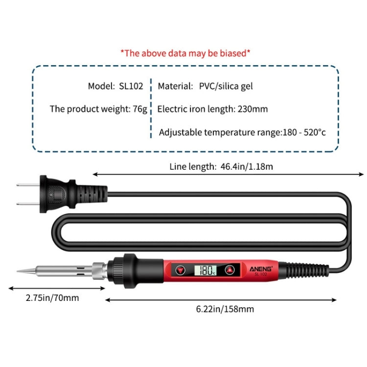 ANENG SL102 24pcs/set Digital Thermostat Household Constant Temperature Soldering Iron Set 60W Internal Heat Welding Tool Kit(US Plug)