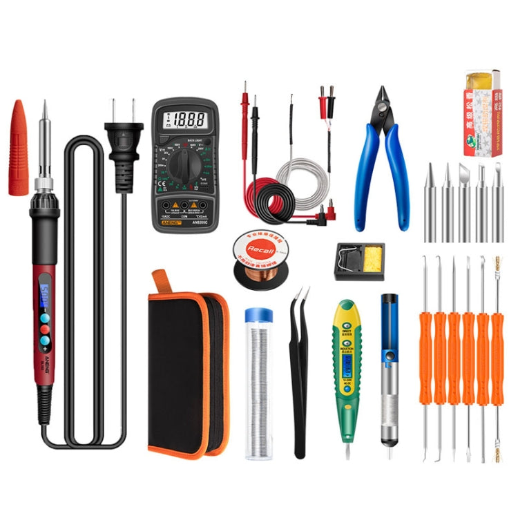 ANENG SL103 25pcs/set Intelligent Digital Display Temperature Adjustment Household Constant Temperature Soldering Iron Set 60W Internal Heat Welding Tool Kit(US Plug)
