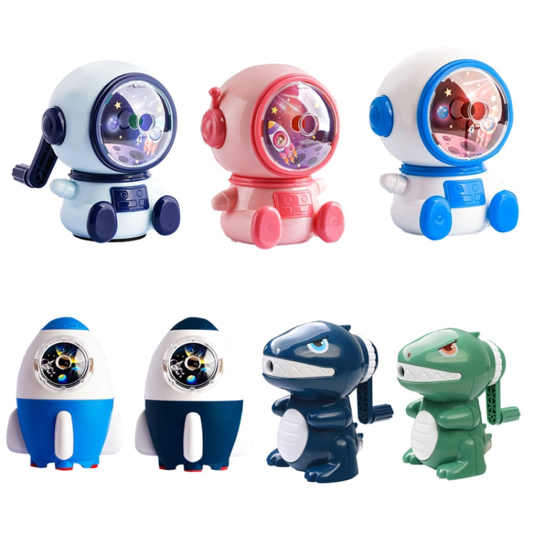 Cartoon Hand-cranked Automatic Pencil Sharpener, Style: Little Dinosaur (Dark Blue)