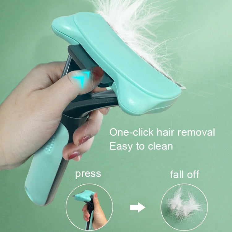 Pet Automatic Hair Removal Comb Curved Cat and Dog Open-knot Comb(Green)