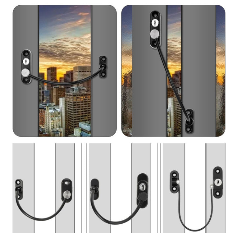 Children High-rise Anti-fall Safety Lock Window Push Limiter, Color: Black (Thick)