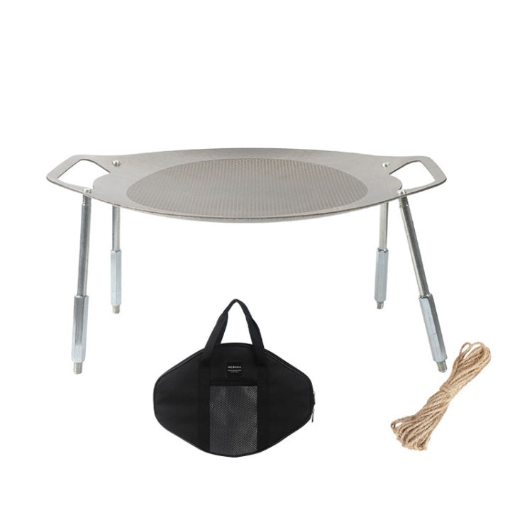 NOBANA Outdoor BBQ Pan Camping Stainless Steel Frying Pan, Style: BBQ Pan+Stand+Hemp Rope