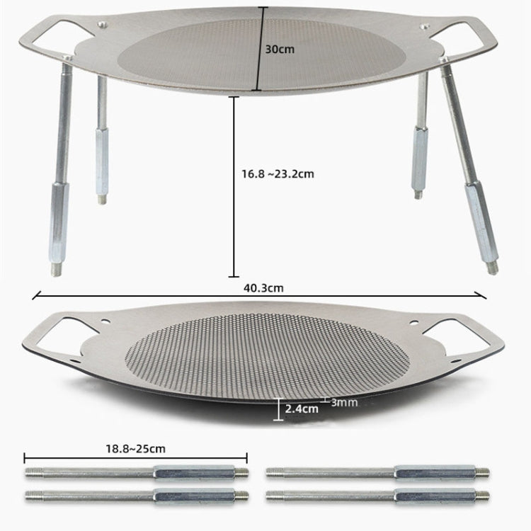 NOBANA Outdoor BBQ Pan Camping Stainless Steel Frying Pan, Style: BBQ Pan+Stand+Hemp Rope