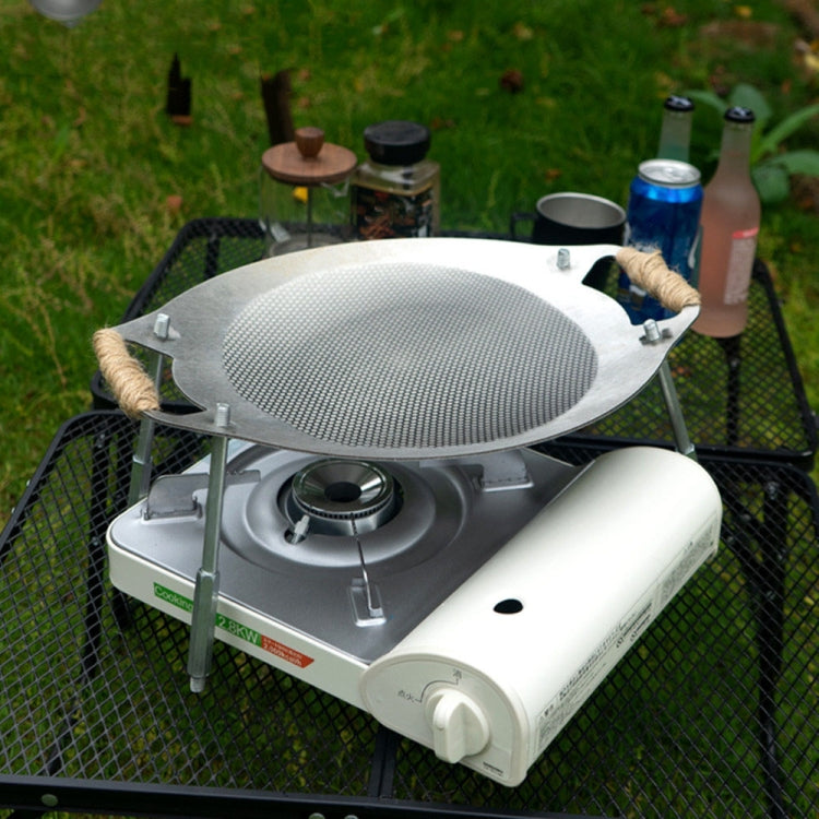 NOBANA Outdoor BBQ Pan Camping Stainless Steel Frying Pan, Style: BBQ Pan+Stand+Hemp Rope