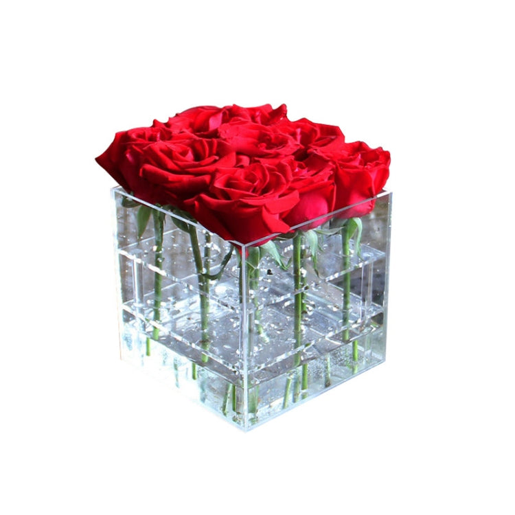 Square Transparent Acrylic Gift Box Flower Box, Specification: 4 Holes