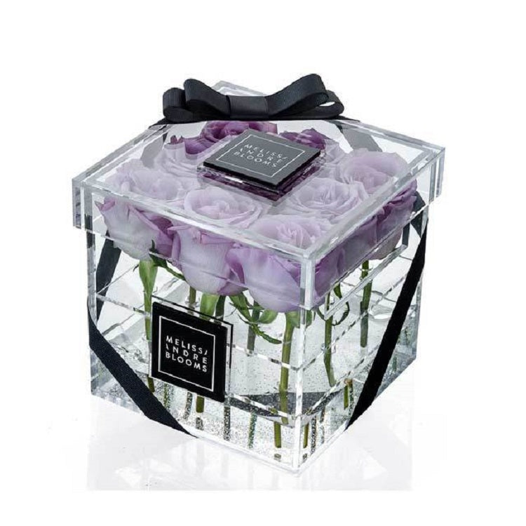 Square Transparent Acrylic Gift Box Flower Box, Specification: 9 Holes