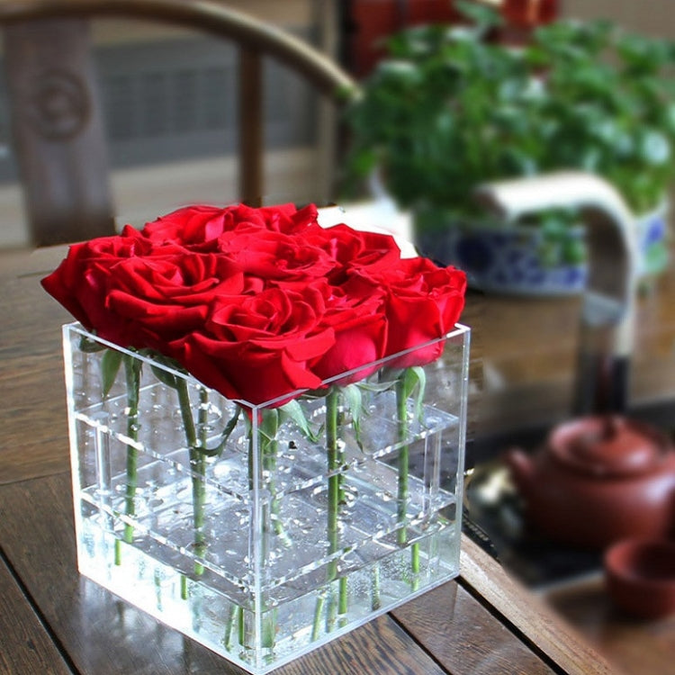 Square Transparent Acrylic Gift Box Flower Box, Specification: 9 Holes