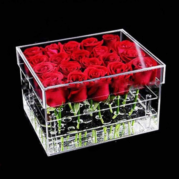Square Transparent Acrylic Gift Box Flower Box, Specification: 25 Holes