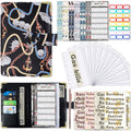 A6 PU Leather Color Printing Notebook Zipper Bag Loose-leaf Budget Binder(Chain-Black)