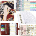 A6 PU Leather Color Printing Notebook Zipper Bag Loose-leaf Budget Binder(Leopard Proter-Brown)