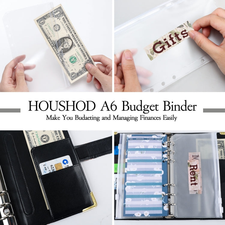 A6 PU Leather Color Printing Notebook Zipper Bag Loose-leaf Budget Binder(Phnom Penh Marbling)