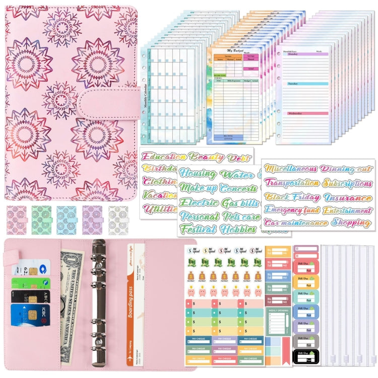 A6 Cash Budget Book Schedule Weekly Plan Monthly Plan Loose-leaf Notepad(Pink)