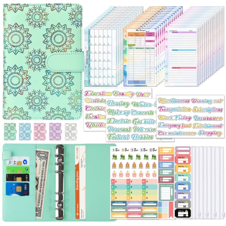 A6 Cash Budget Book Schedule Weekly Plan Monthly Plan Loose-leaf Notepad(Green)