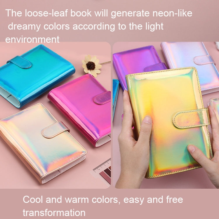 Laser Macaron Loose-leaf Notebook A6 Notepad Shell Without Inner Pages( Silver)