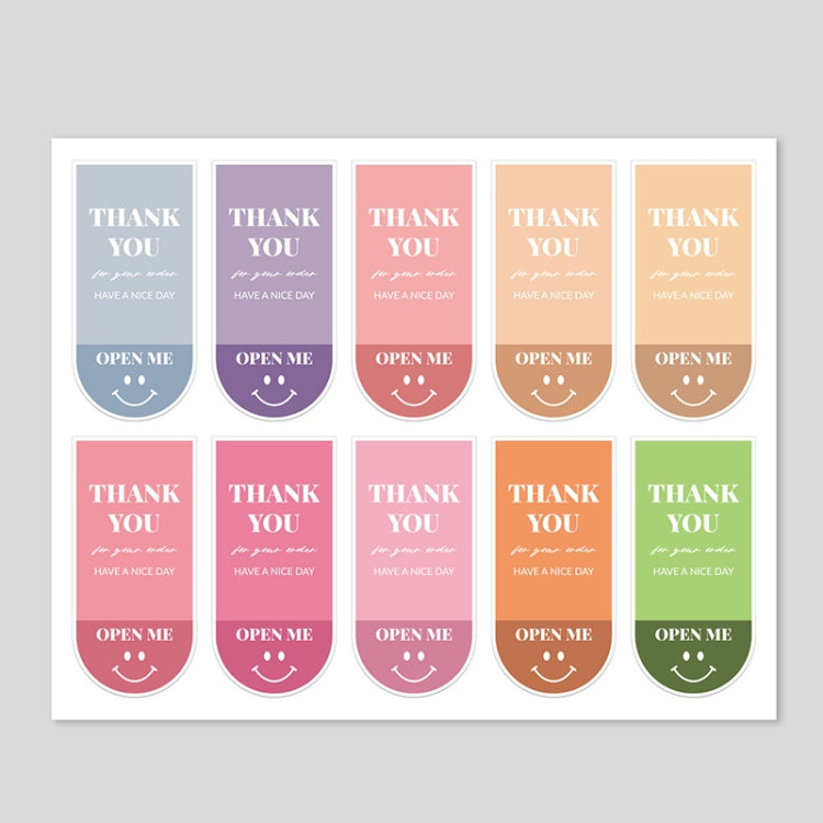 5 Bags 10 Sheets/Bag Cute Emoticon Rectangle Sticker Gift Box Sealing Sticker