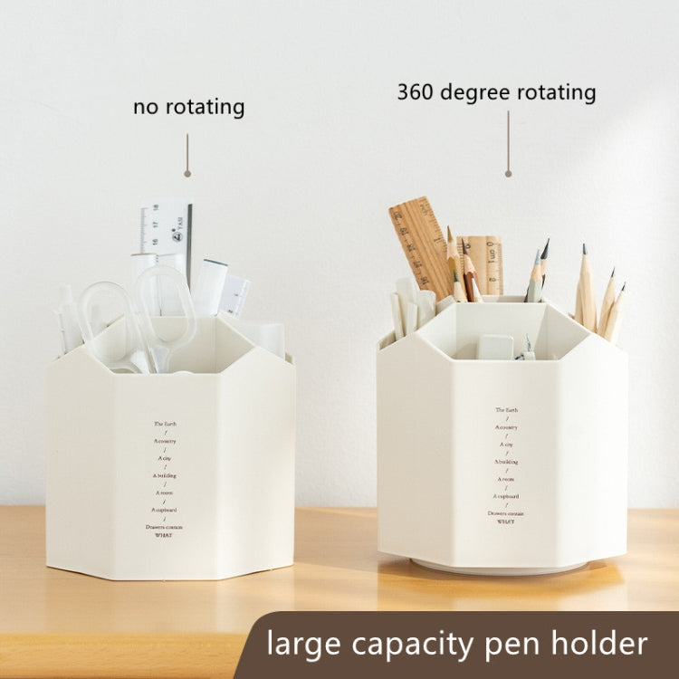 Large Capacity Desktop Storage Box Student Office Pen Bucket, Color: Non-rotating Beige
